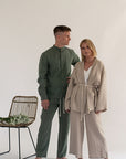 Gust Linen - Men's Linen Shirt With Stand Collar