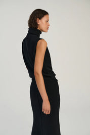Rhea - Sleeveless Turtleneck ~ Black ~ Wool & Cashmere