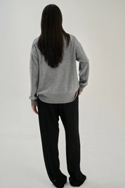 Rhea - V-neck ~ Mid Grey ~ Wool & Cashmere