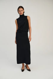 Rhea - Sleeveless Turtleneck ~ Black ~ Wool & Cashmere