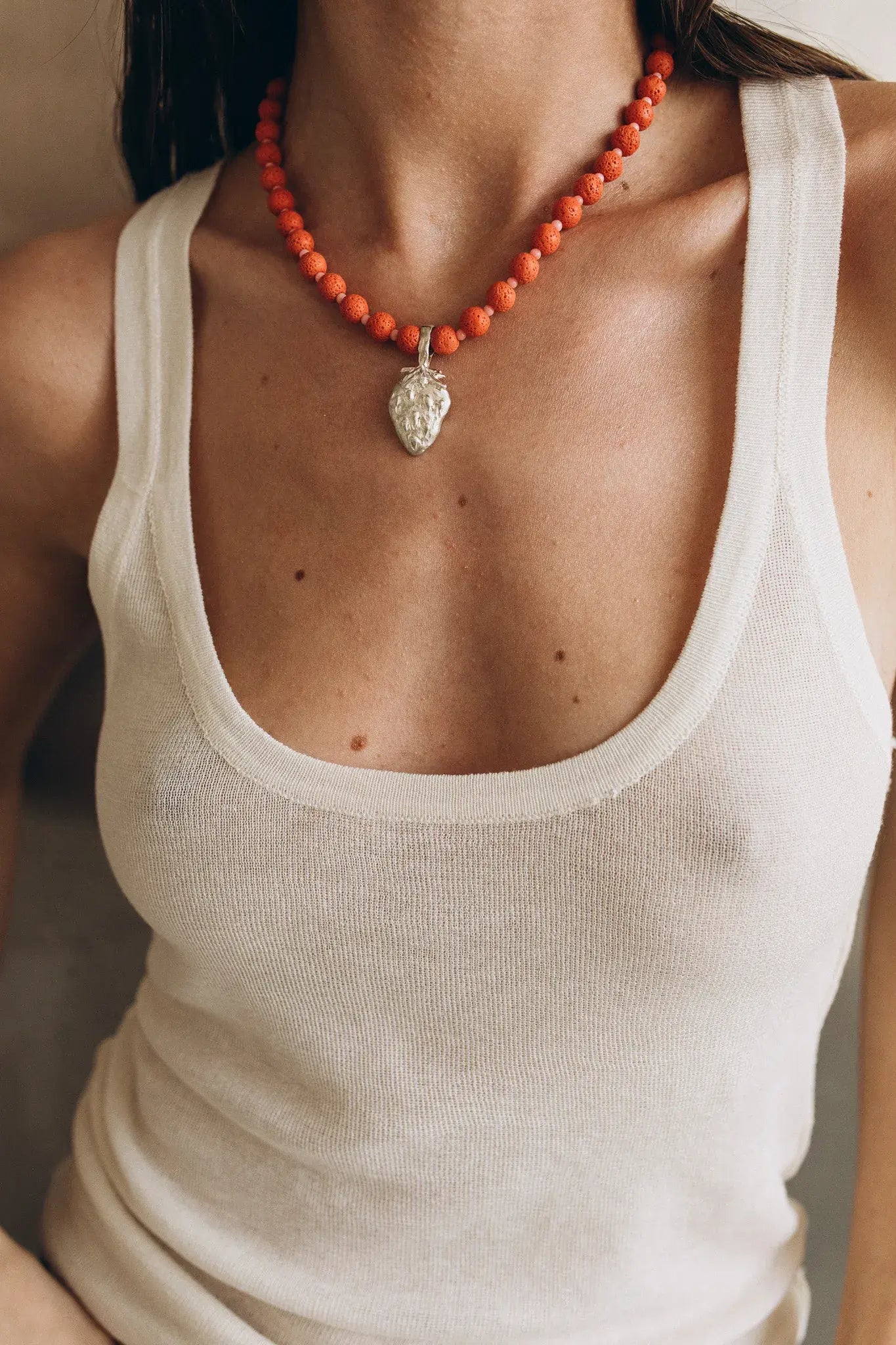 OPLOTKA RED STRAWBERRY SILVER Necklace
