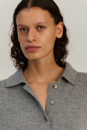 Rhea - Knitted Shirt ~ Grey ~ Wool & Cashmere