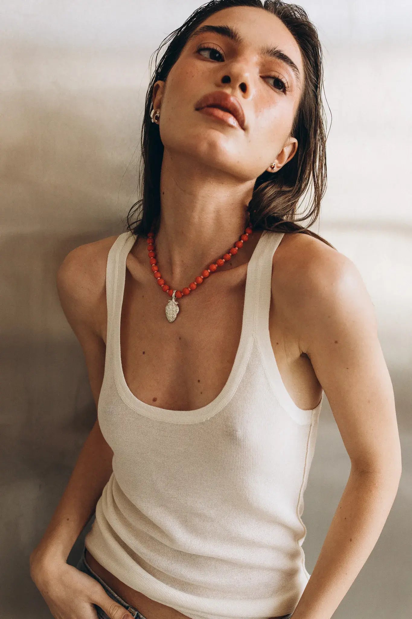 OPLOTKA RED STRAWBERRY SILVER Necklace