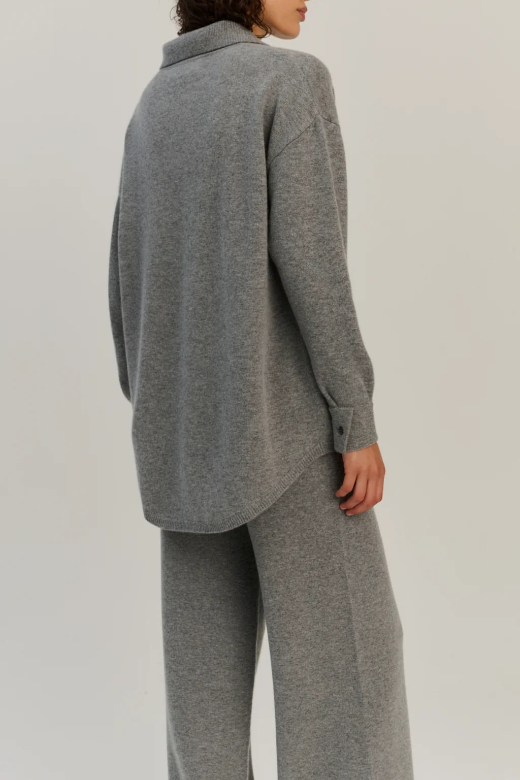 Rhea - Knitted Shirt ~ Grey ~ Wool & Cashmere