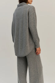 Rhea - Knitted Shirt ~ Grey ~ Wool & Cashmere