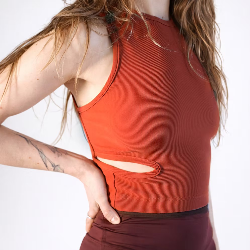 Wemove Ribbed Crop Top with Cutouts