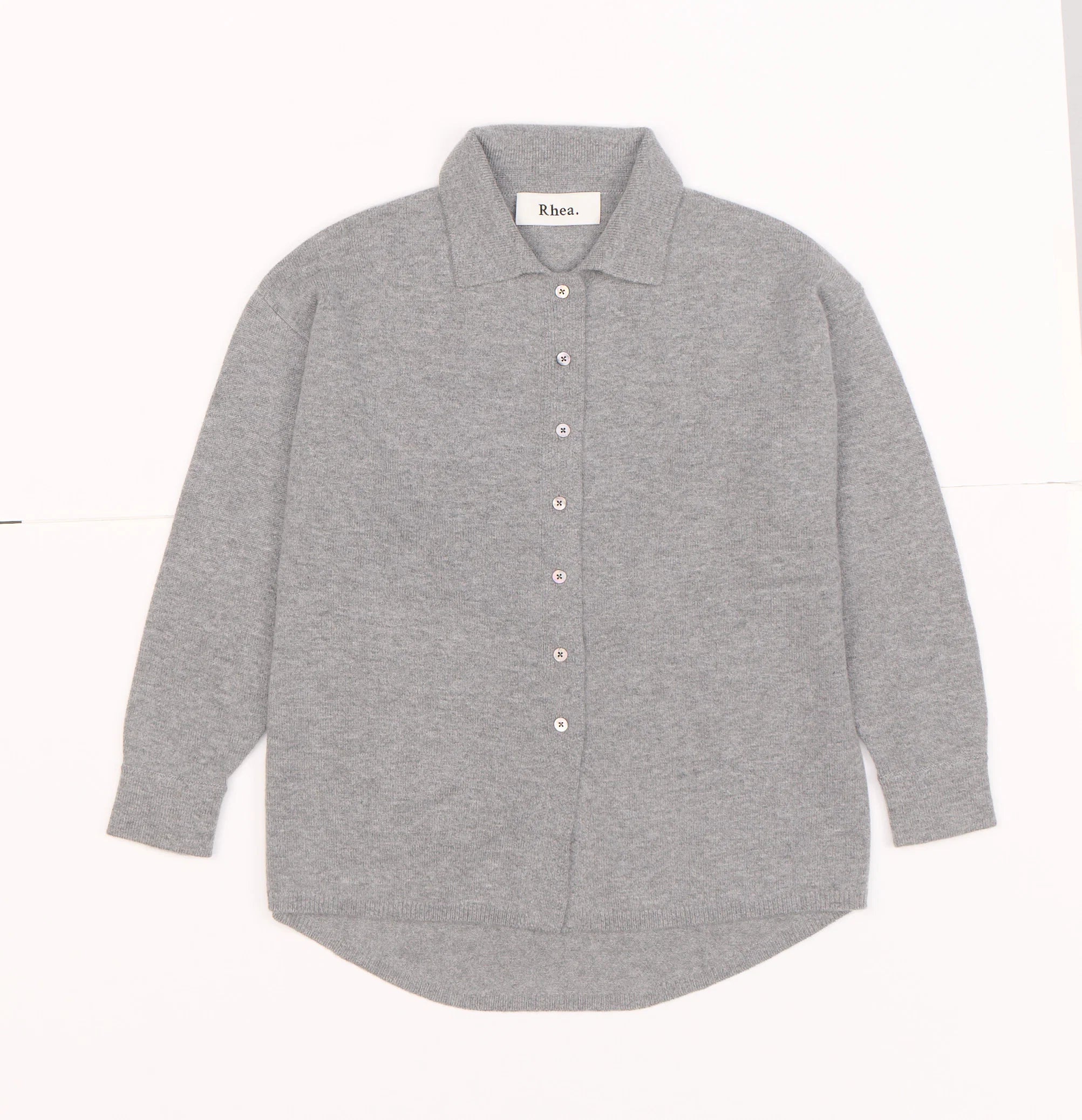 Rhea - Knitted Shirt ~ Grey ~ Wool & Cashmere