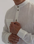 Gust Linen - Men's Linen Shirt With Stand Collar