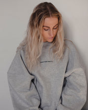 Grey mélange oversized sweatshirt with embroidery at chest