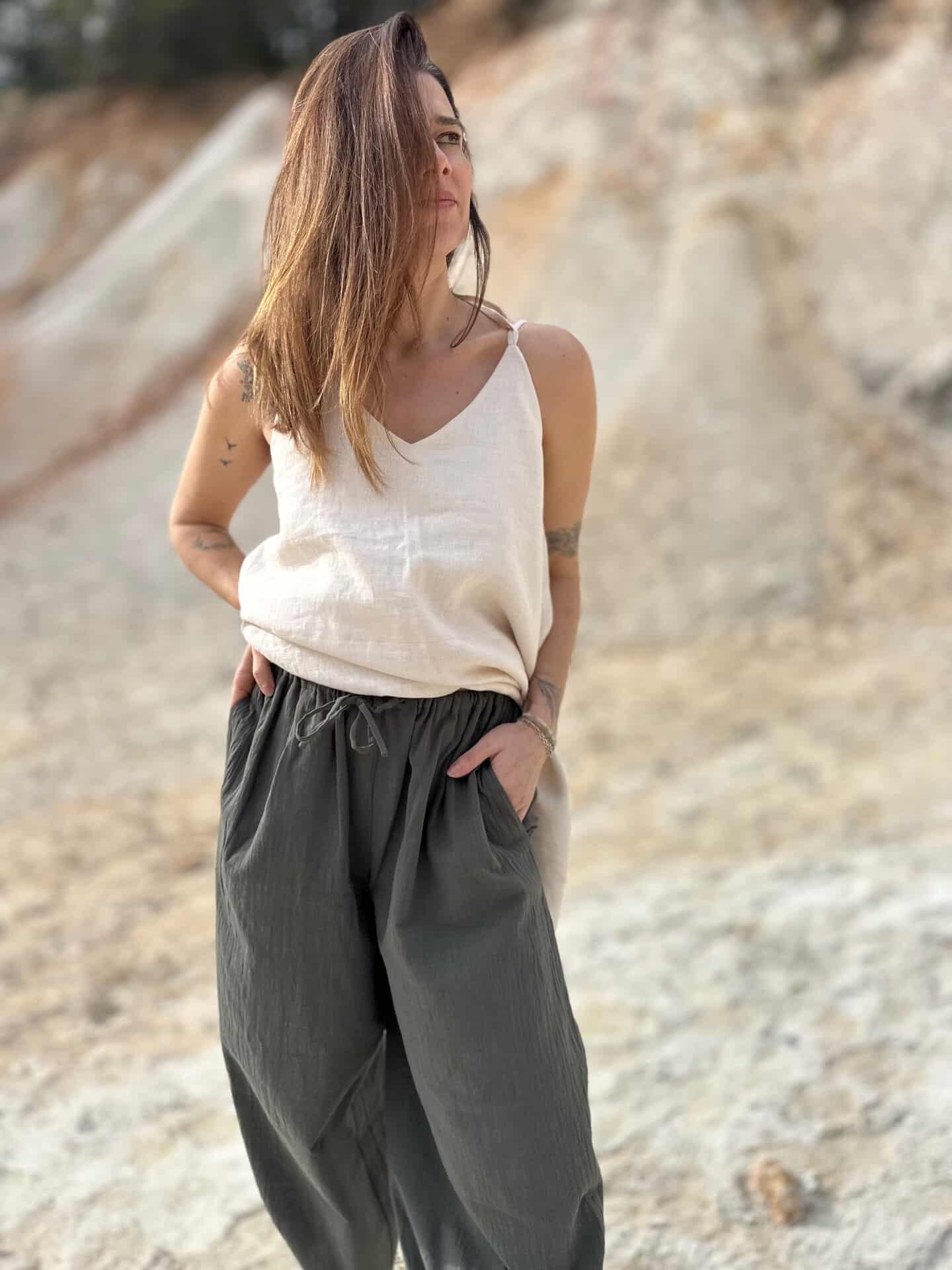 SHATTY - Tapered Linen-Cotton Blend Pants