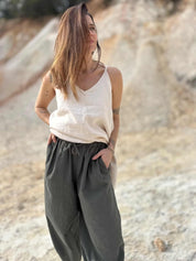 SHATTY - Tapered Linen-Cotton Blend Pants