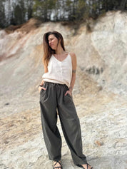 SHATTY - Tapered Linen-Cotton Blend Pants