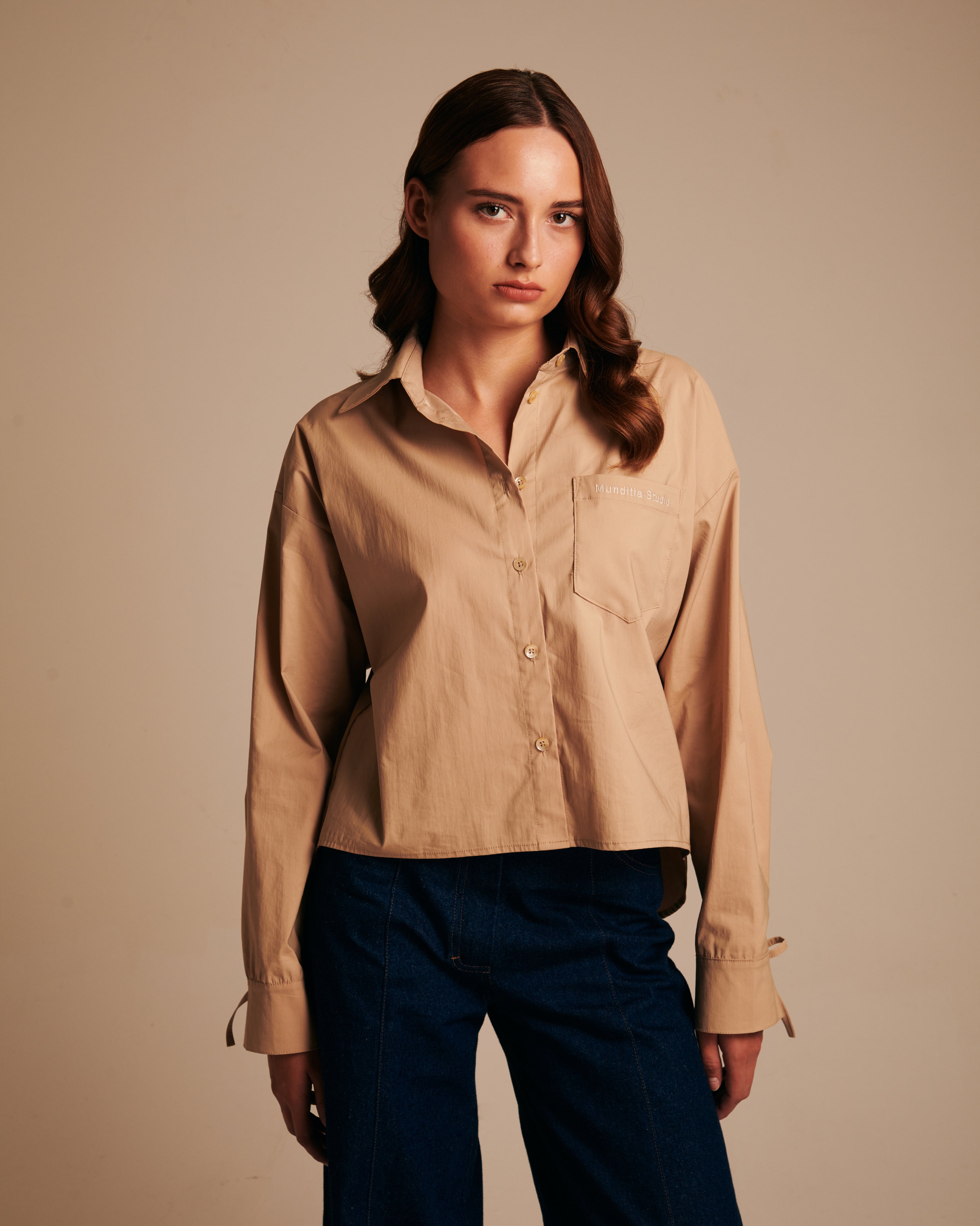 Munditia - POPLIN shirt with tie-cord cuffs