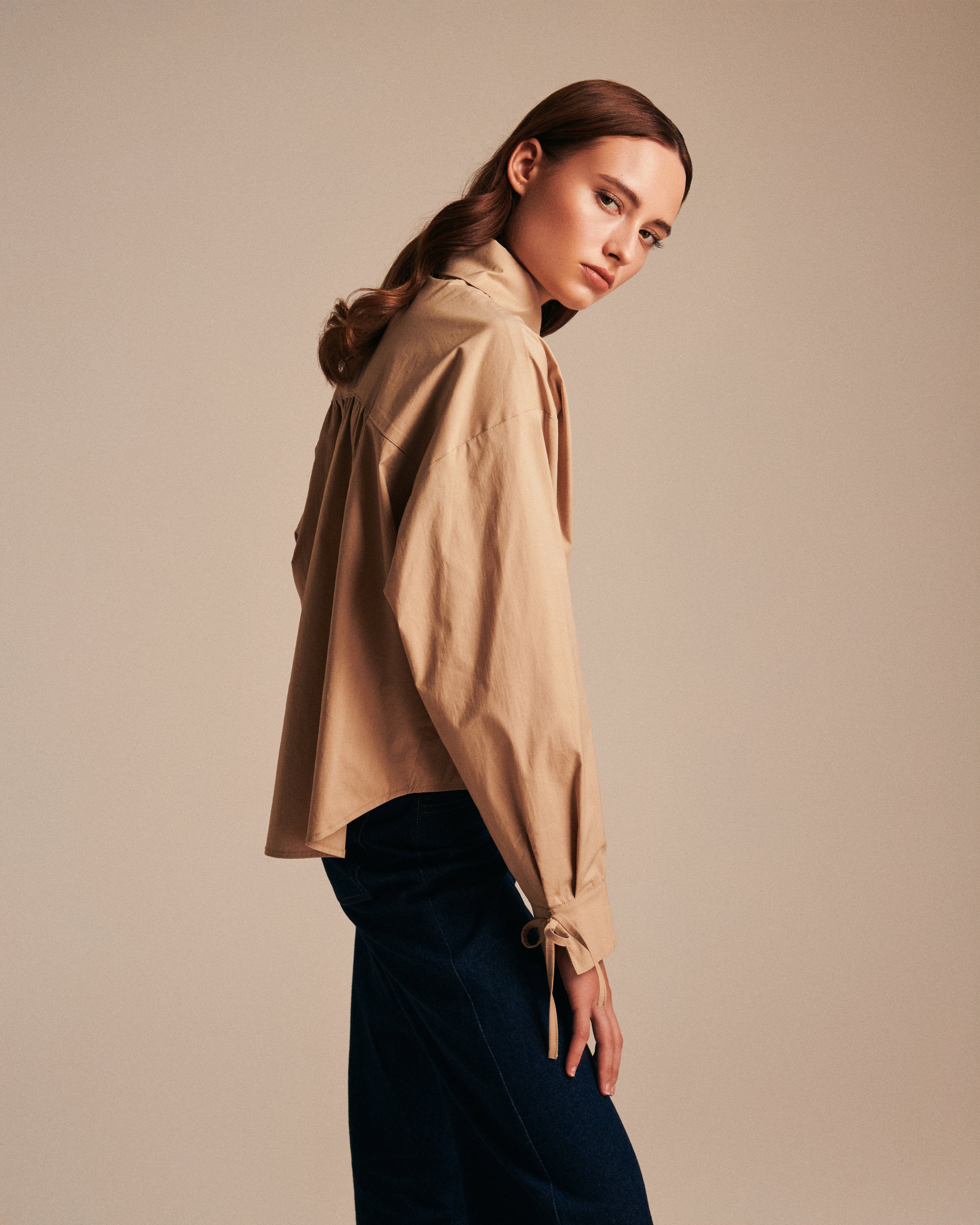 Munditia - POPLIN shirt with tie-cord cuffs