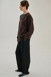 Rhea - V-neck ~ Dark Brown ~ Wool & Cashmere