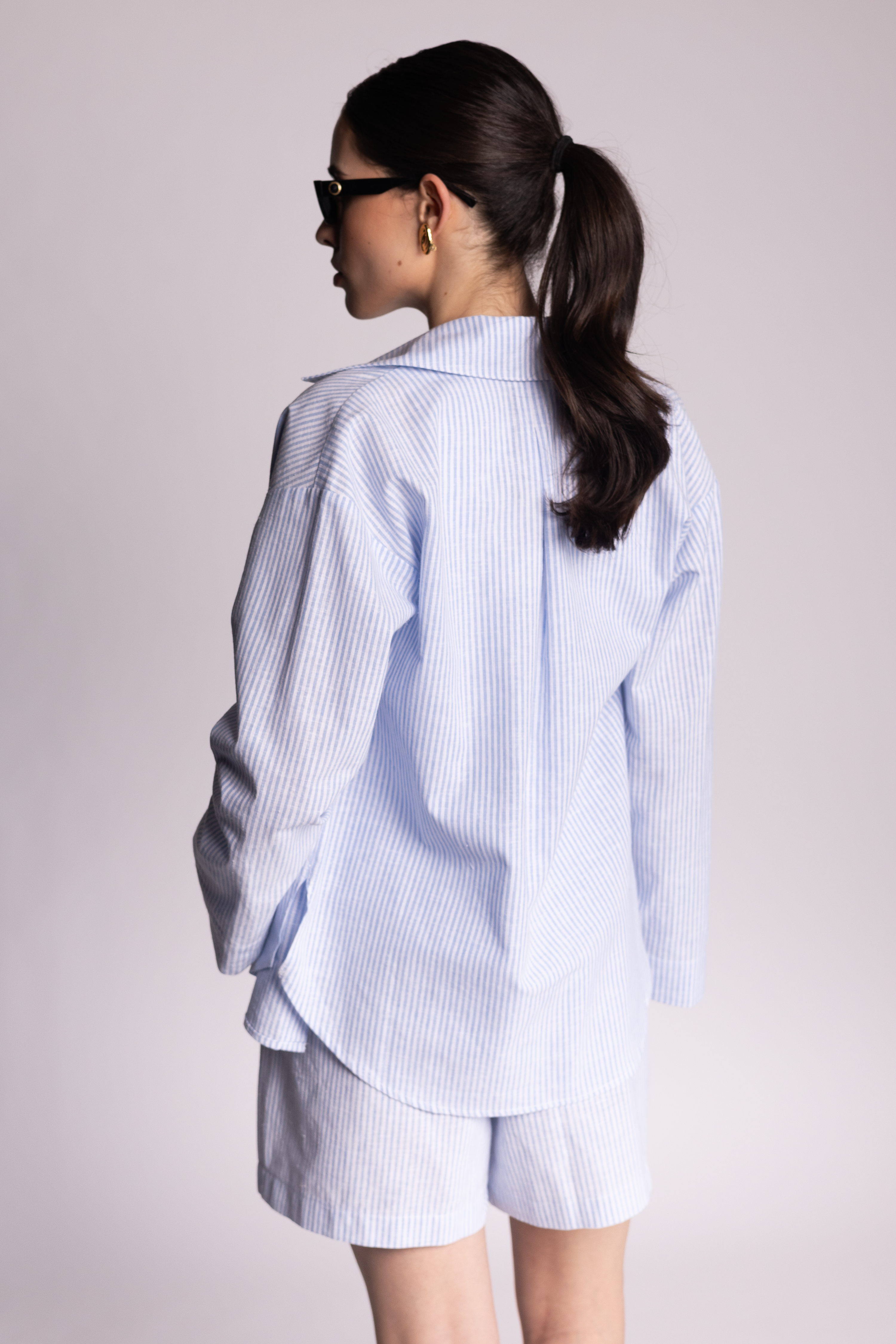 ARIETTE - ROSE STRIPE Shirt Blue