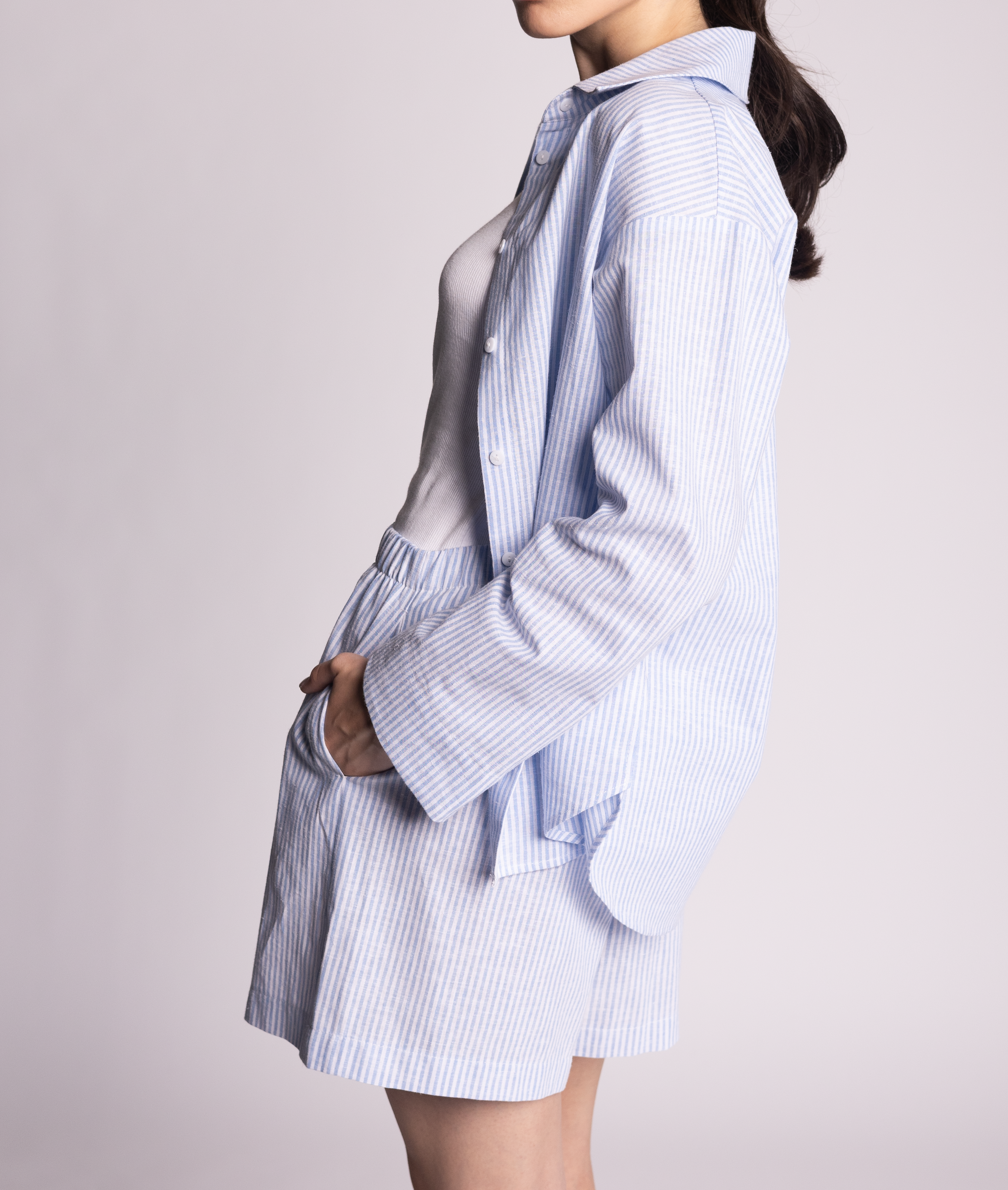 ARIETTE - ROSE STRIPE Shirt Blue