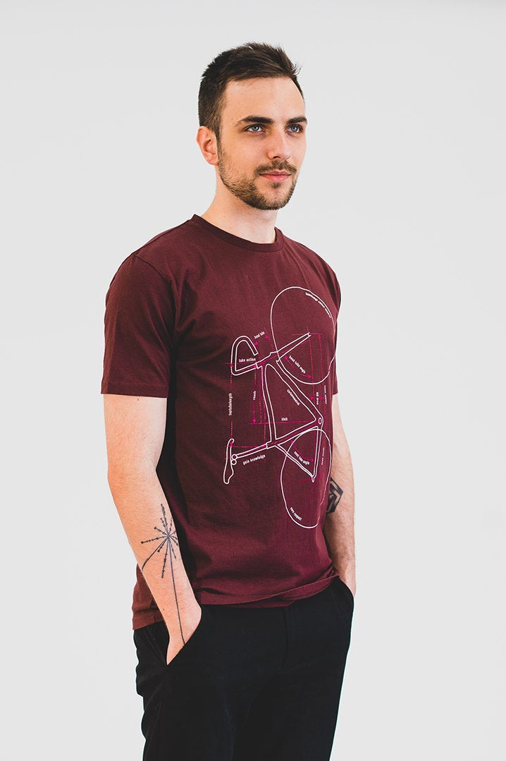 T-shirt with Printed Bike Červené - COPE