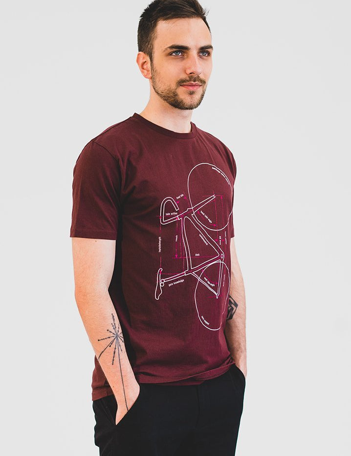 T-shirt with Printed Bike Červené - COPE