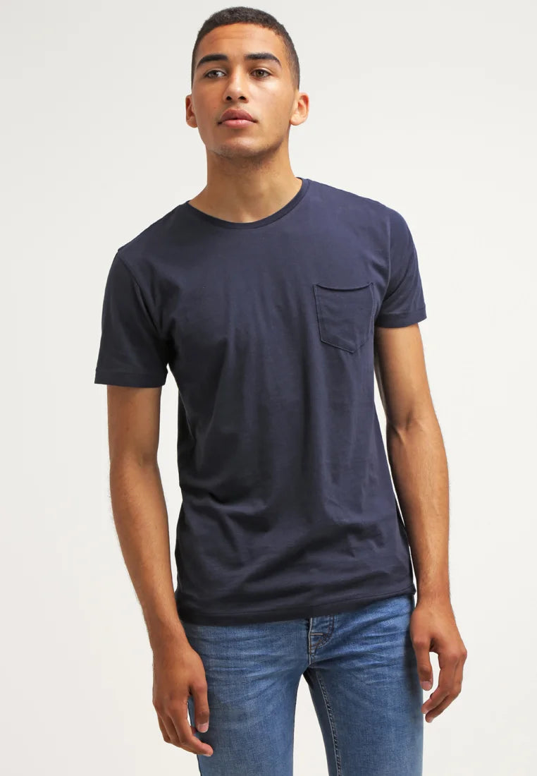 Cope - Knowledge Bavlněné tričko Basic s kapsou Navy 10203