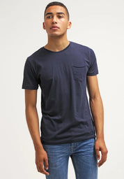 Cope - Knowledge Bavlněné tričko Basic s kapsou Navy 10203